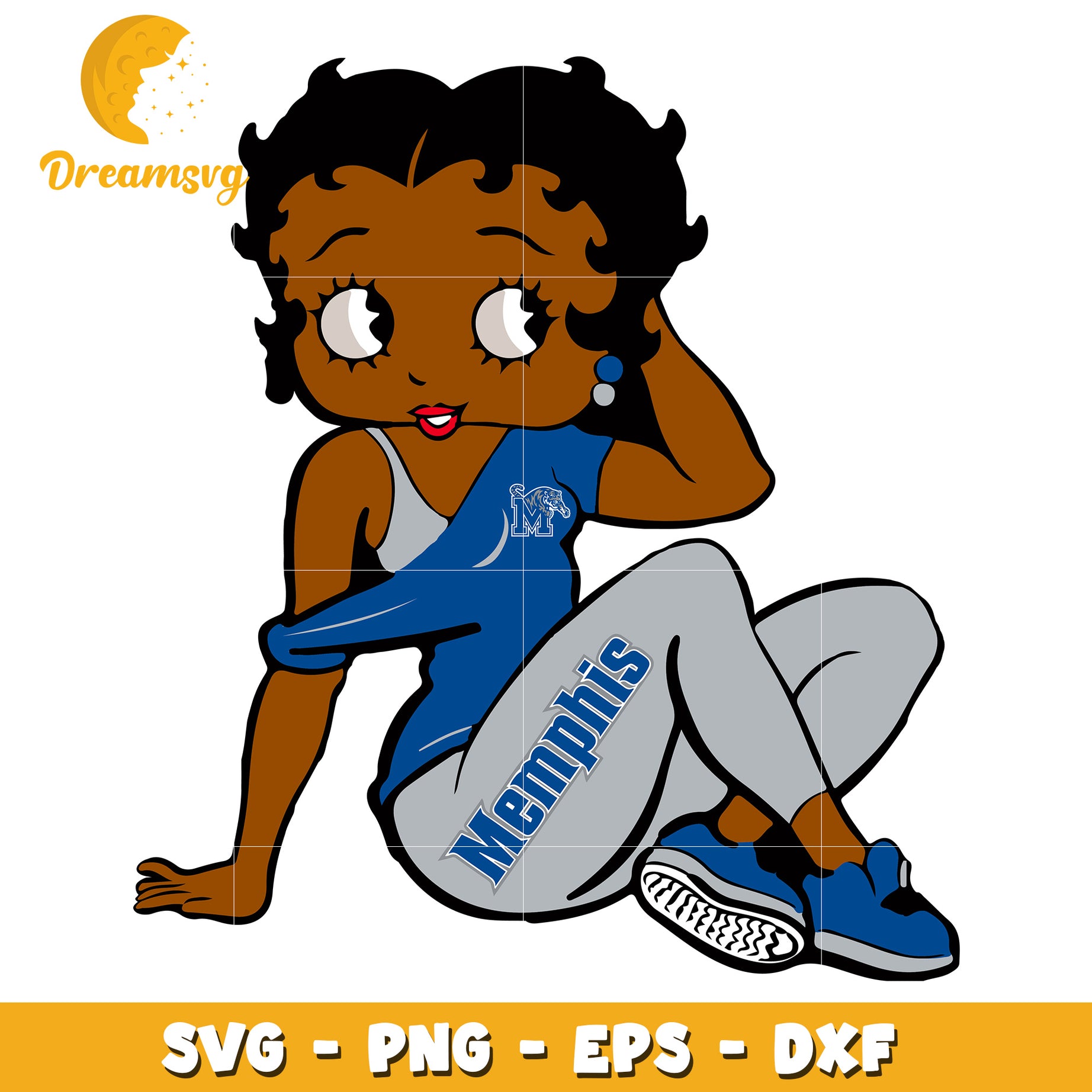 Memphis Tigers Betty Boop SVG PNG EPS DXF