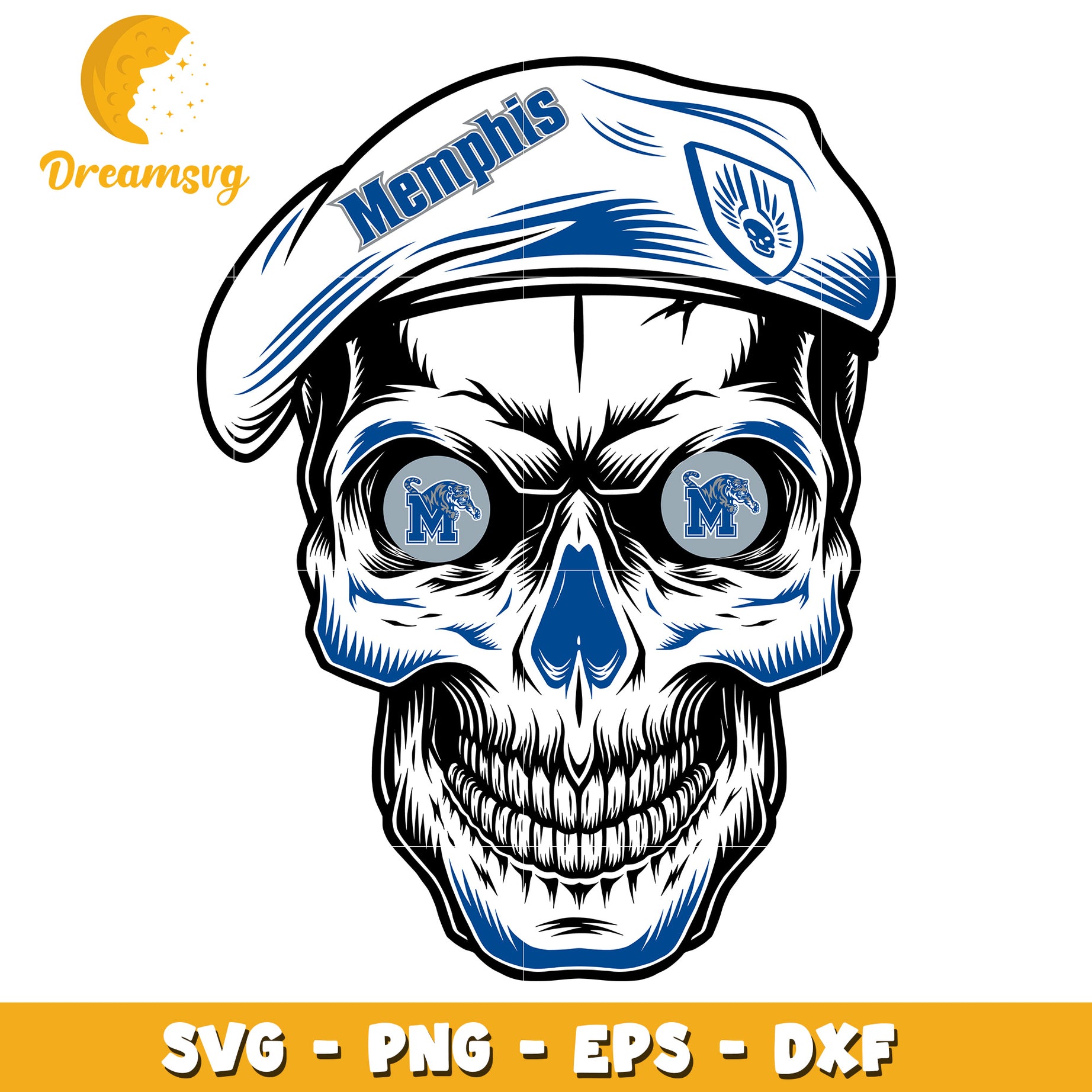 Memphis Tigers Skull SVG PNG EPS DXF