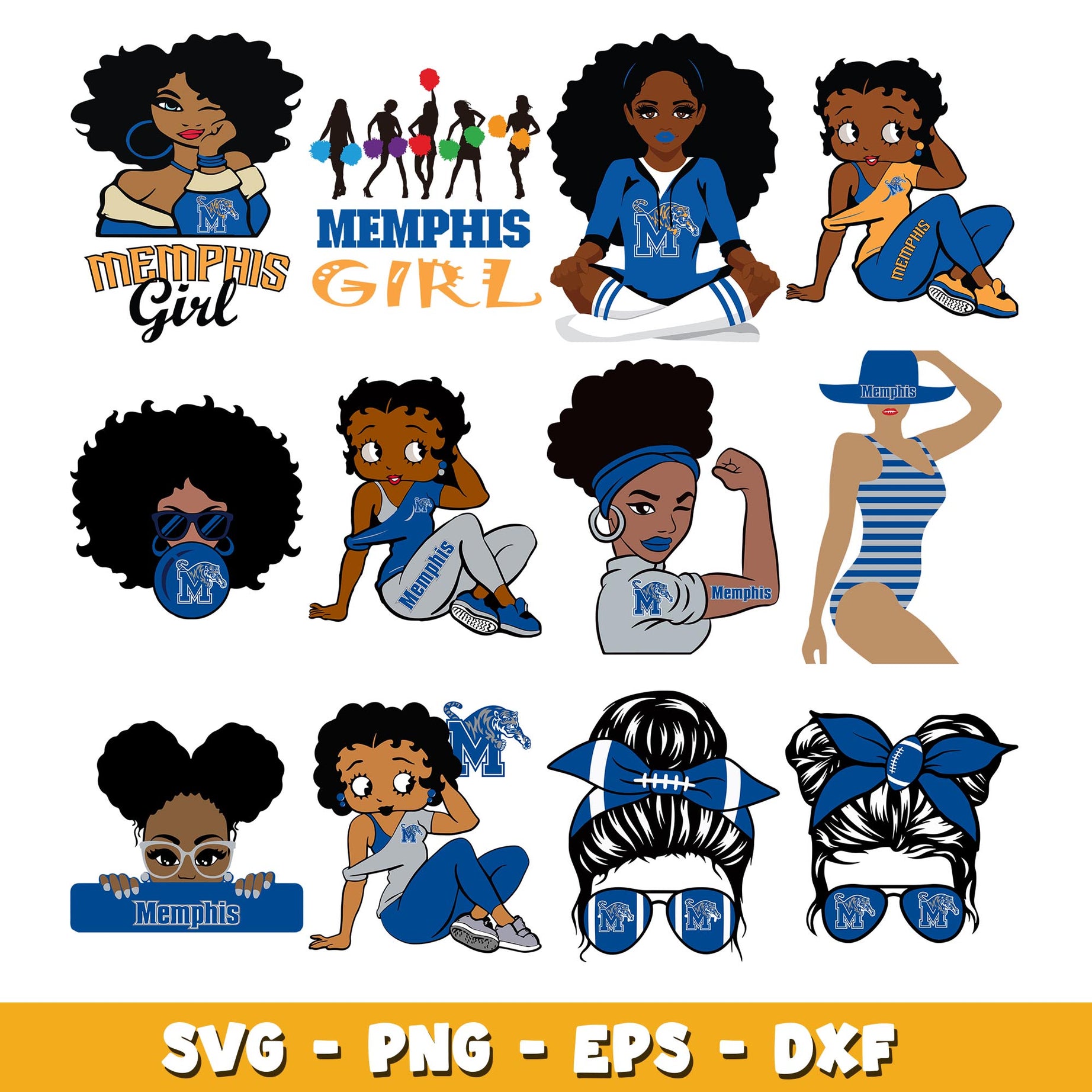 Memphis tigers girl Bundle svg, Memphis tigers logo svg, ncaa svg  