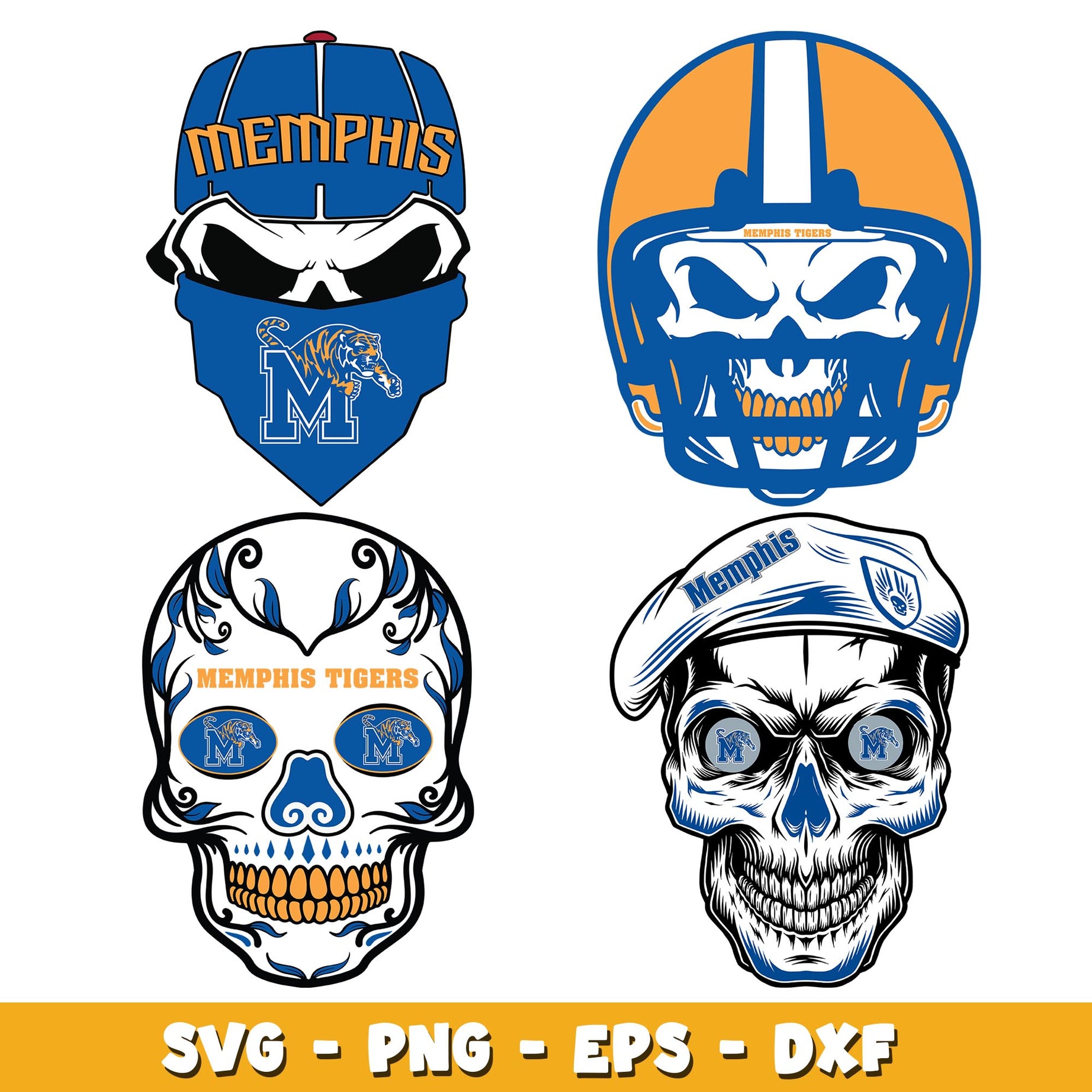 Memphis tigers skull Bundle svg, Memphis tigers logo svg, ncaa svg  