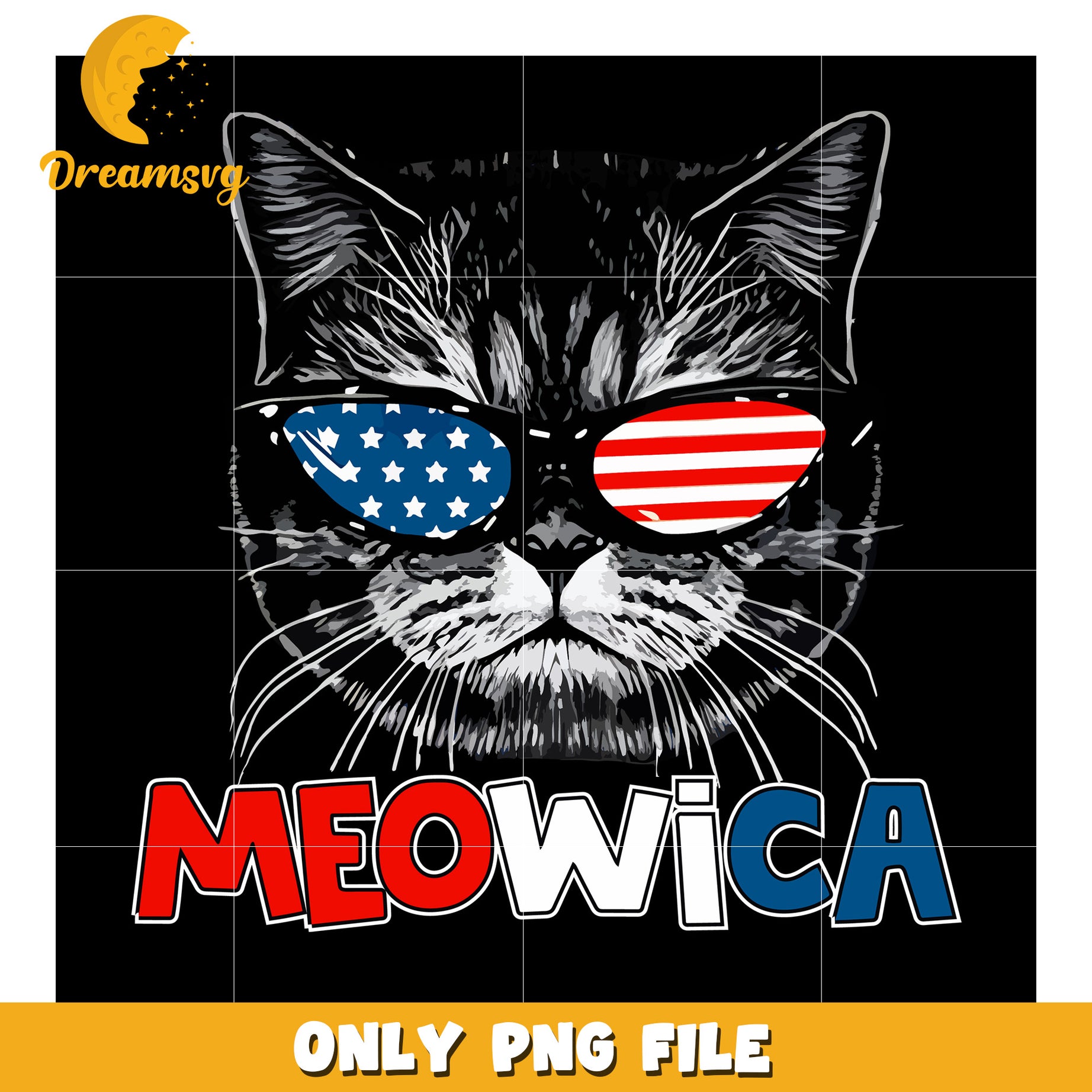 Meowica funny design png, 4th of july png, funny independence day png