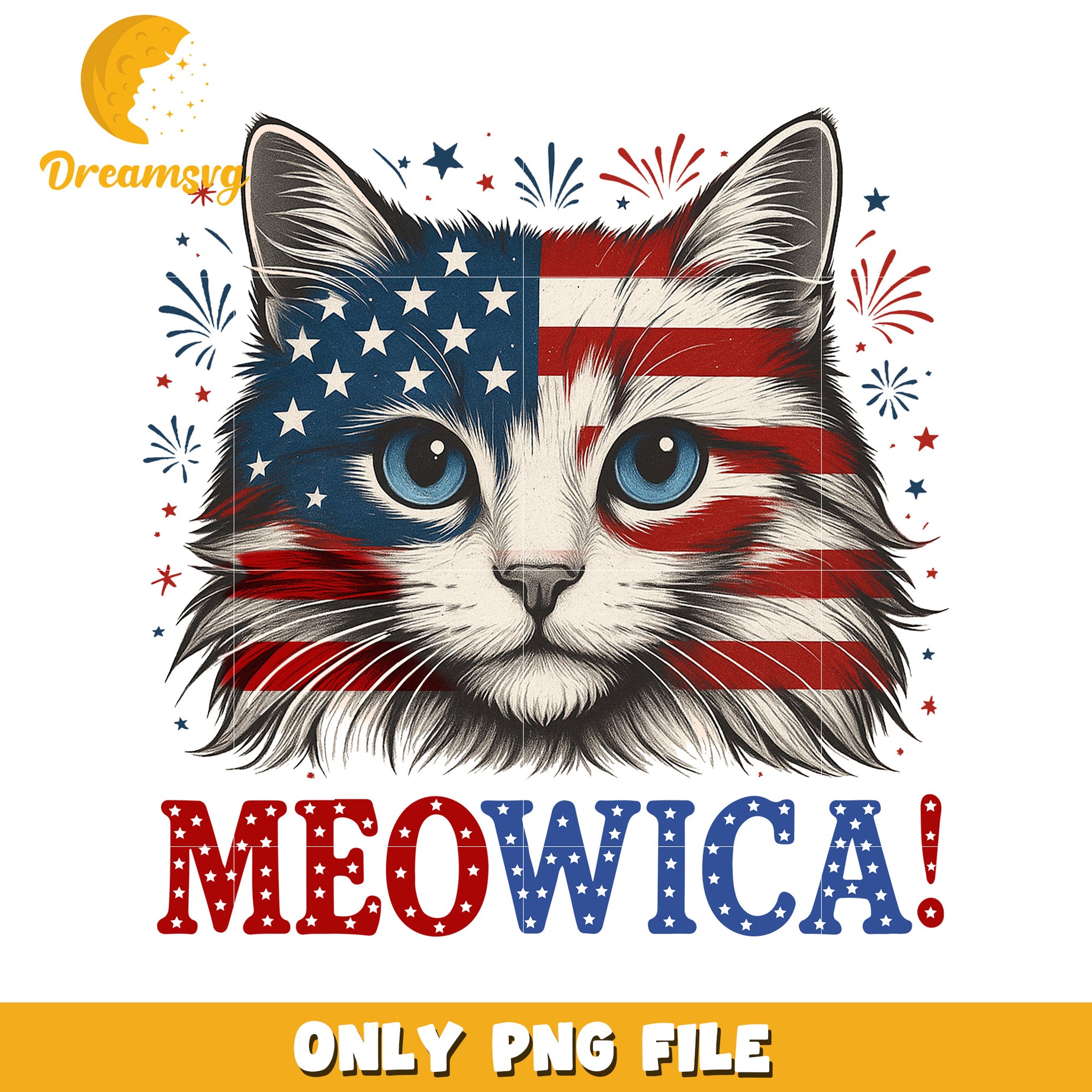 Meowica png, funny cat png, red white blue cat png