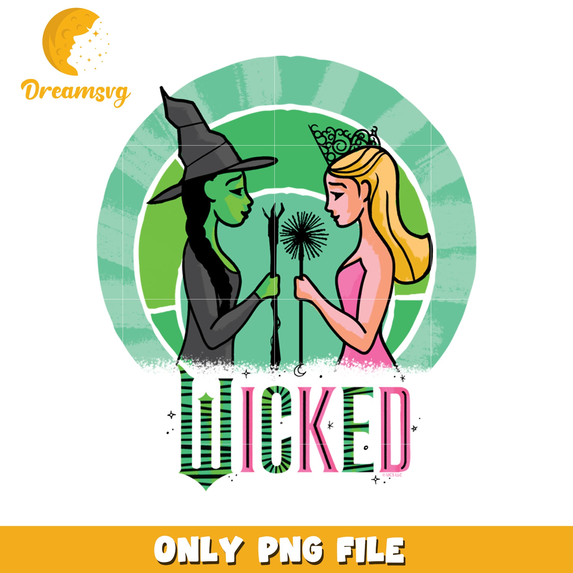 Merch Wicked Glinda and Elphaba png, emerald spell png, wicked era png