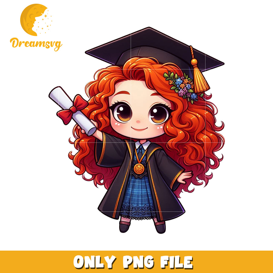 Merida graduation  design png, disney cartoon png, disney princess png
