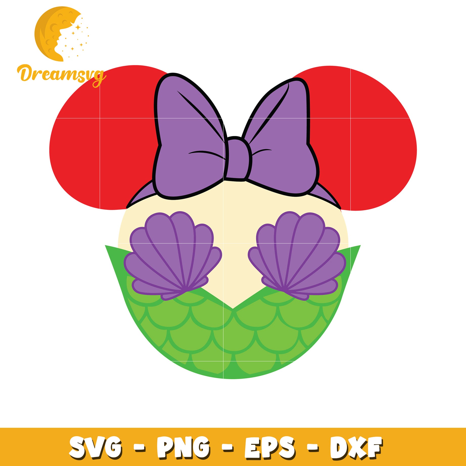 Mermaid Minnie Mouse Ears SVG PNG EPS DXF