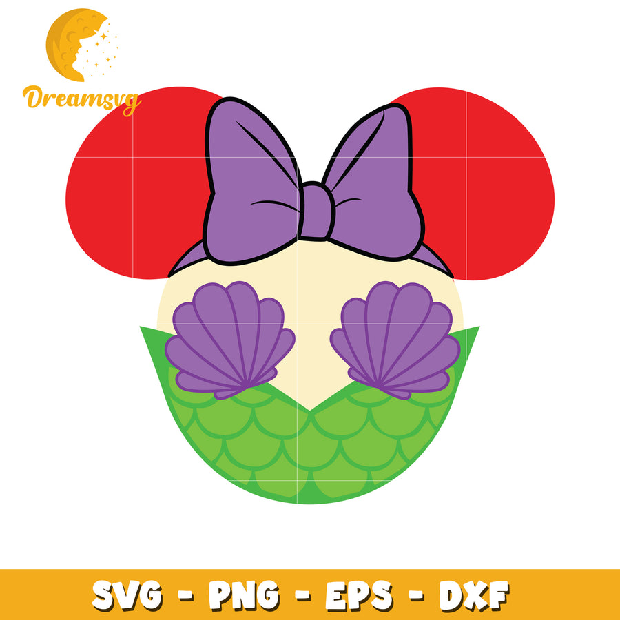 Mermaid Minnie Mouse Ears SVG PNG EPS DXF