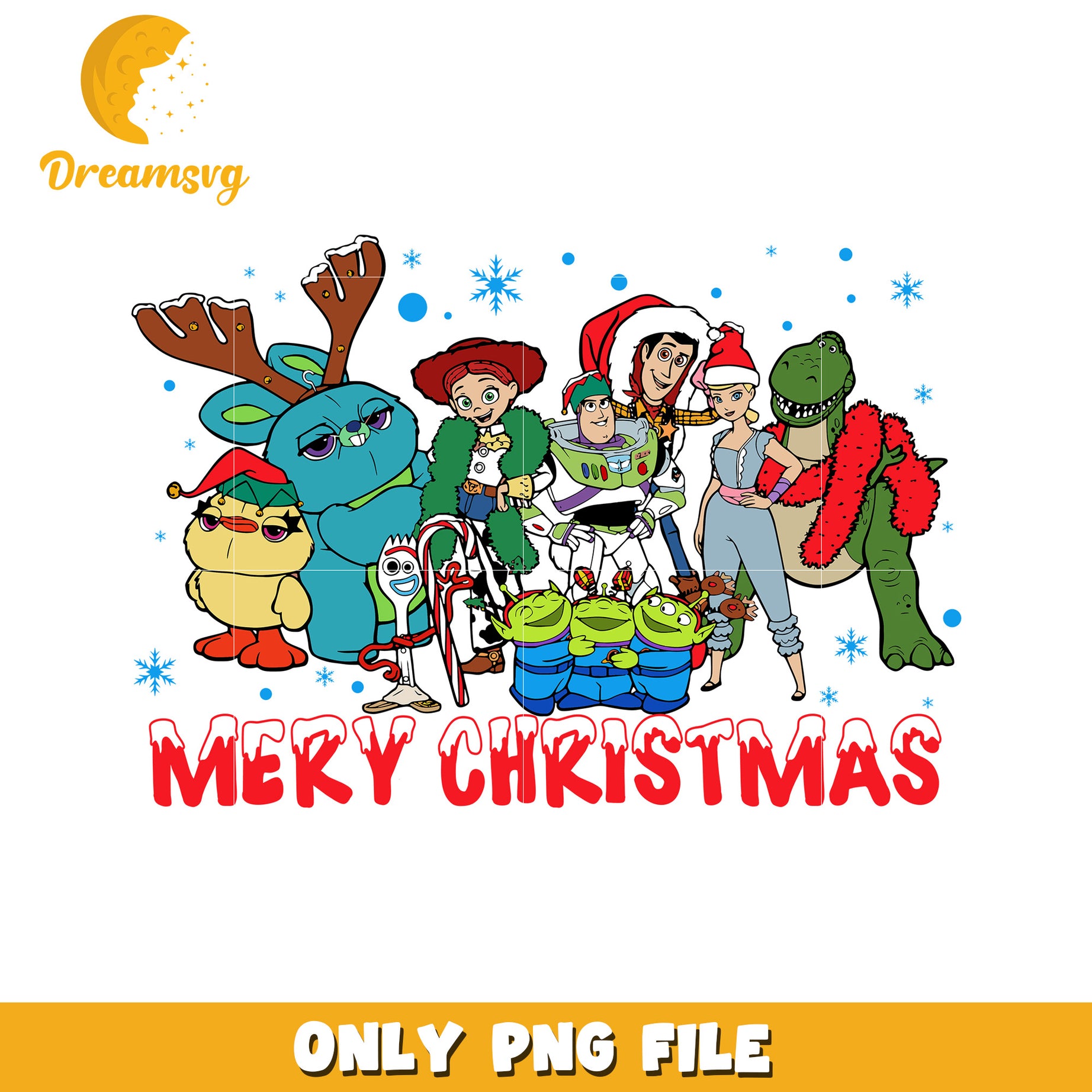 Merry Christmas Cartoon Characters PNG Graphic File