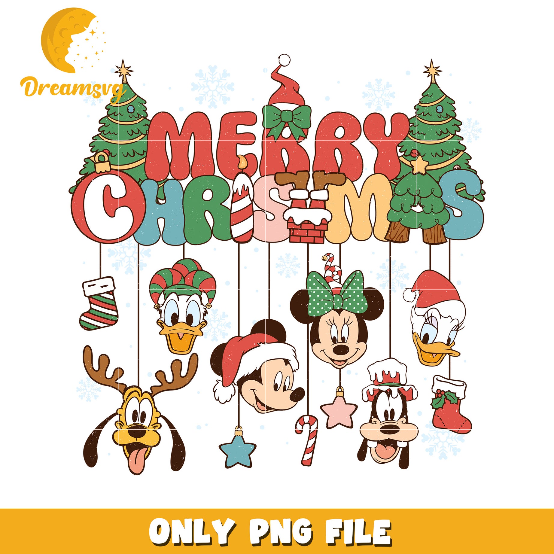 Merry Christmas Disney Character PNG File Design Download
