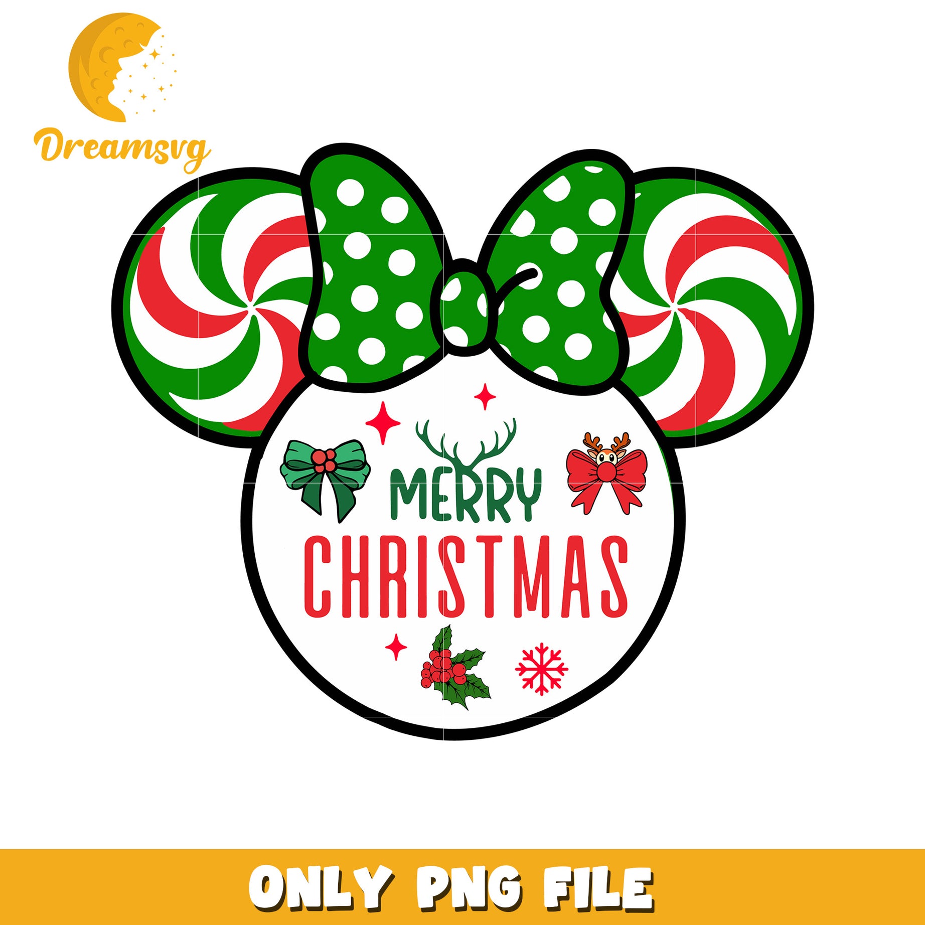 Merry Christmas Minnie Mouse PNG Graphic Design File