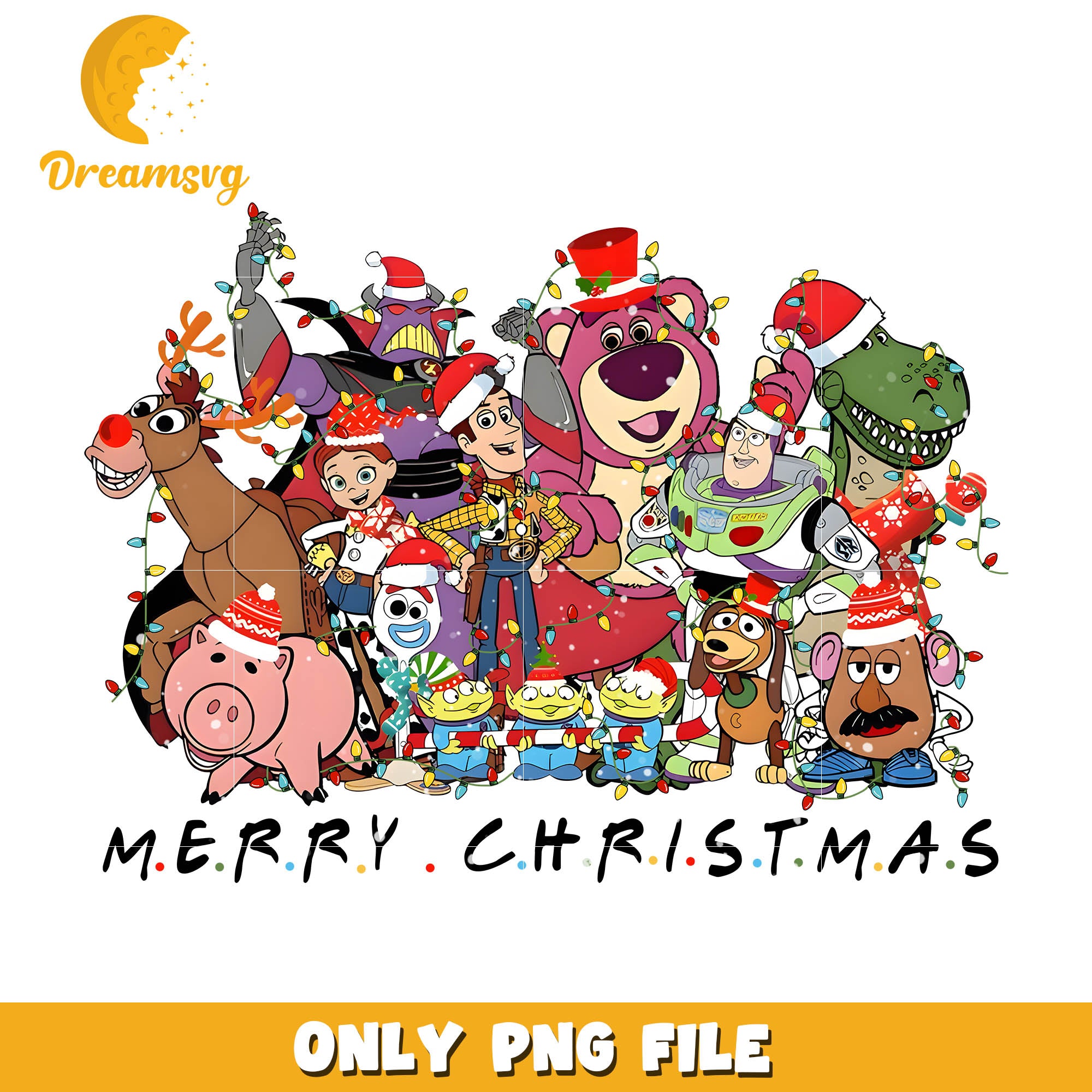 Merry christmas toy story characters png, toy story christmas png