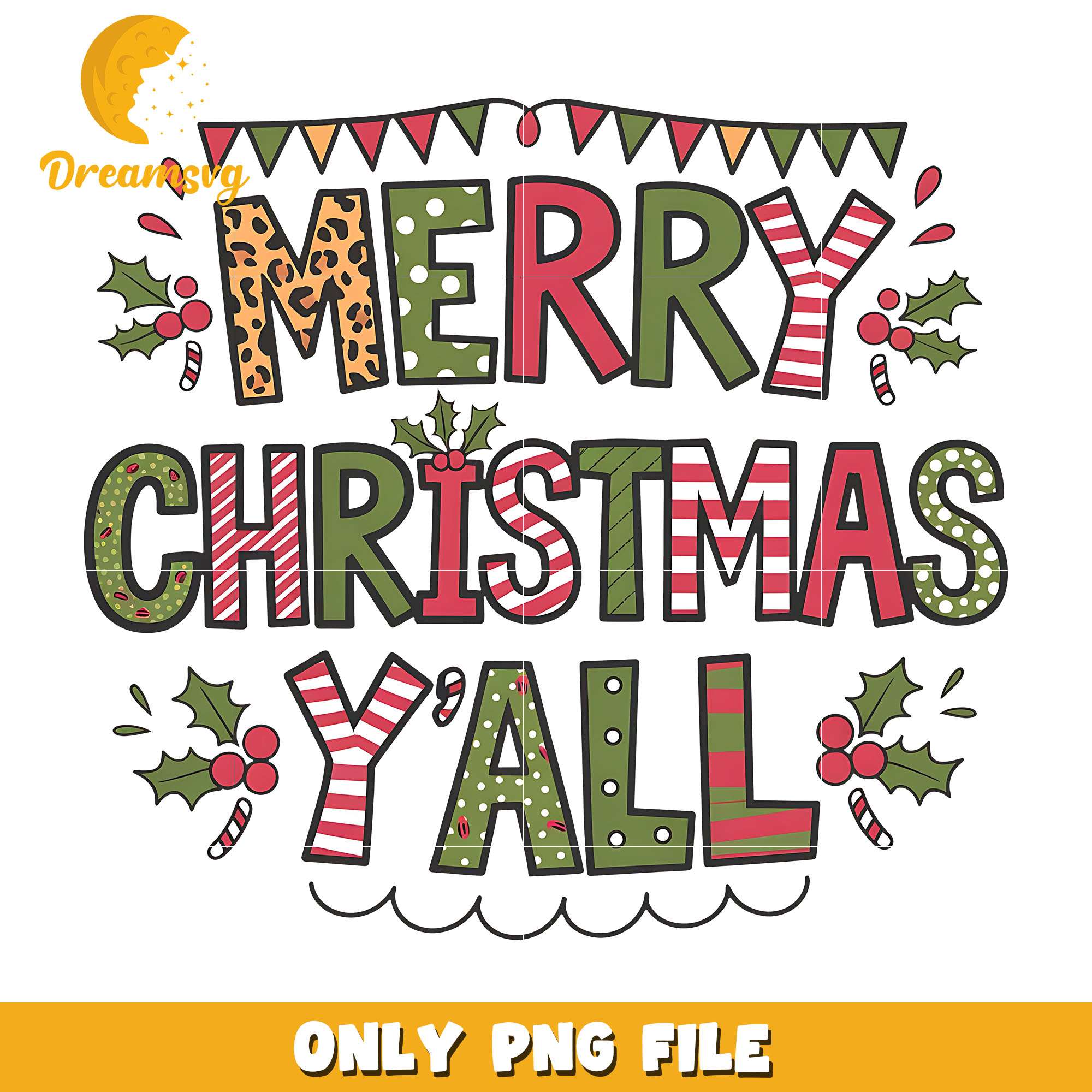 Merry christmas yall png, merry christmas png, christmas png
