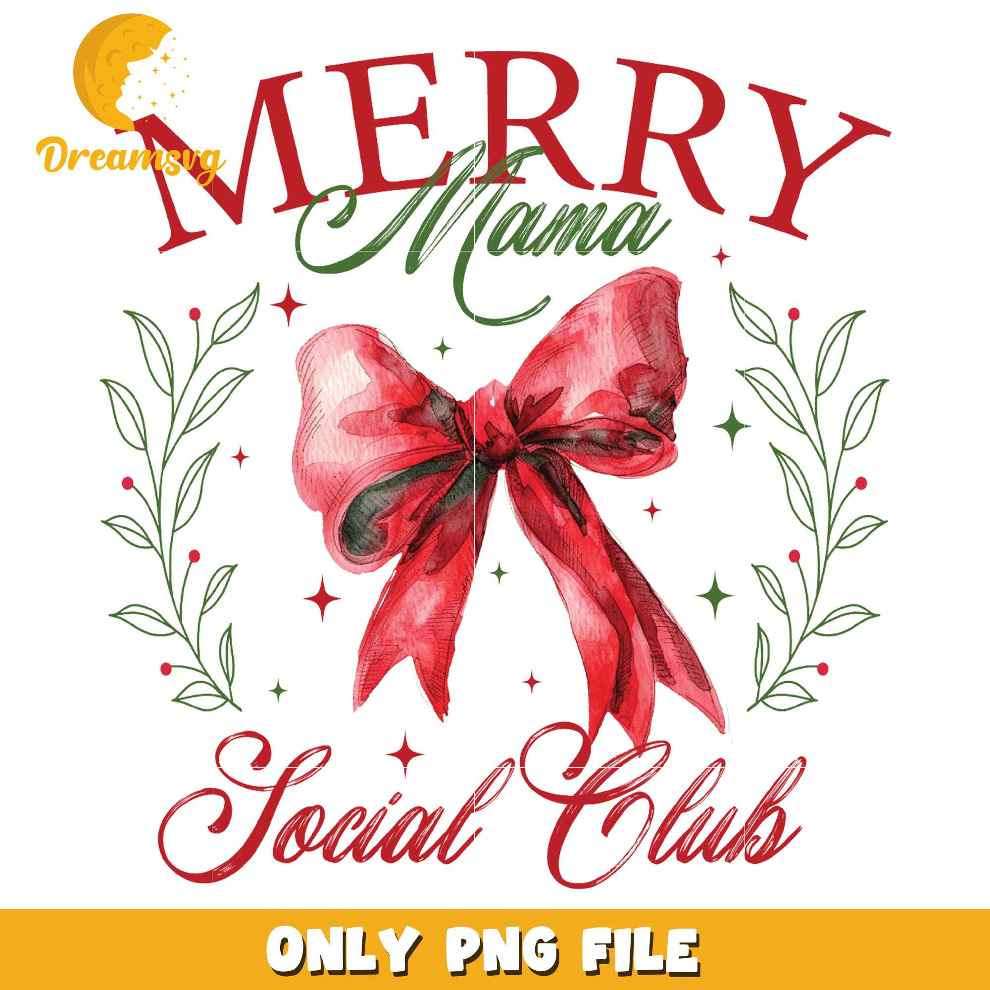 Merry mama social club png, merry christmas png, christmas png