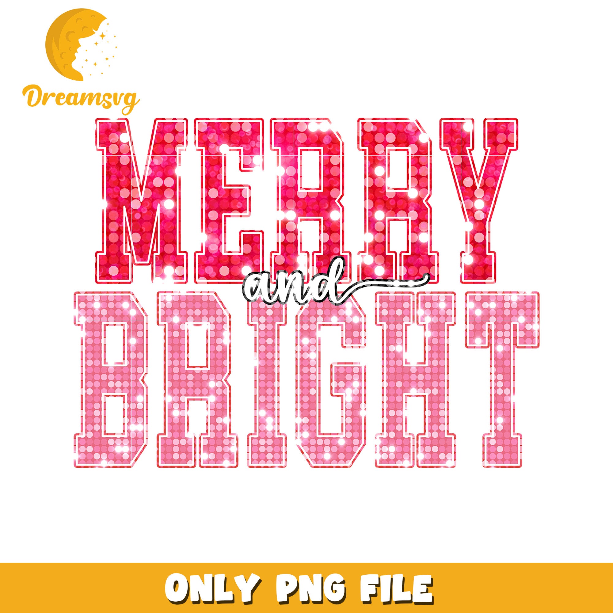 Merry and bright design png, christmas design​​​ png, knitted art png
