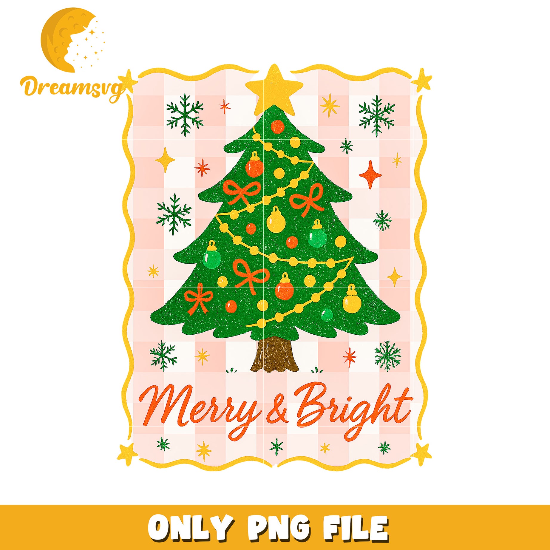 Merry and bright png, christmas design​​​ png, knitted art png