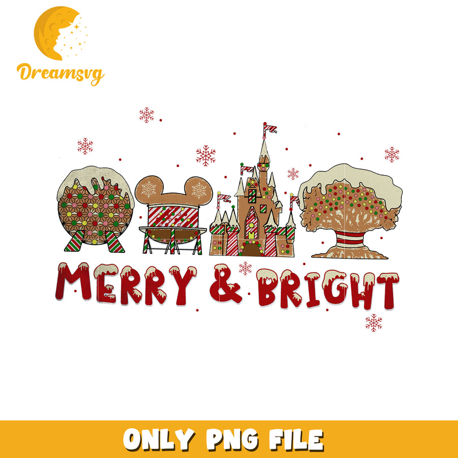 Merry and bright png, holiday cheer png, disney festive png