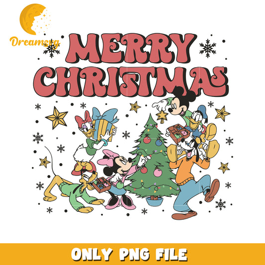 Merry christmas design png, christmas disney png, disney characters png