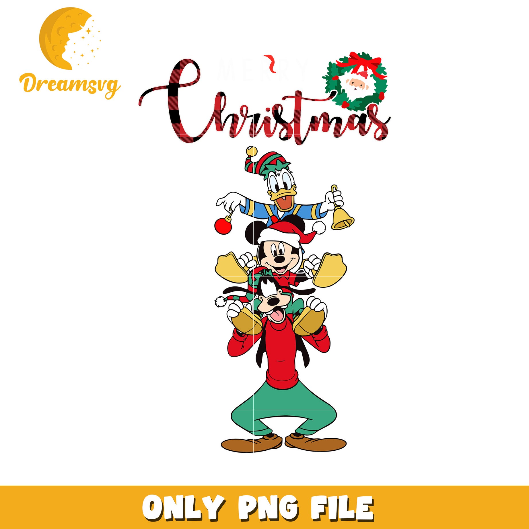 Merry christmas design png, disney clipart png, christmas decor png