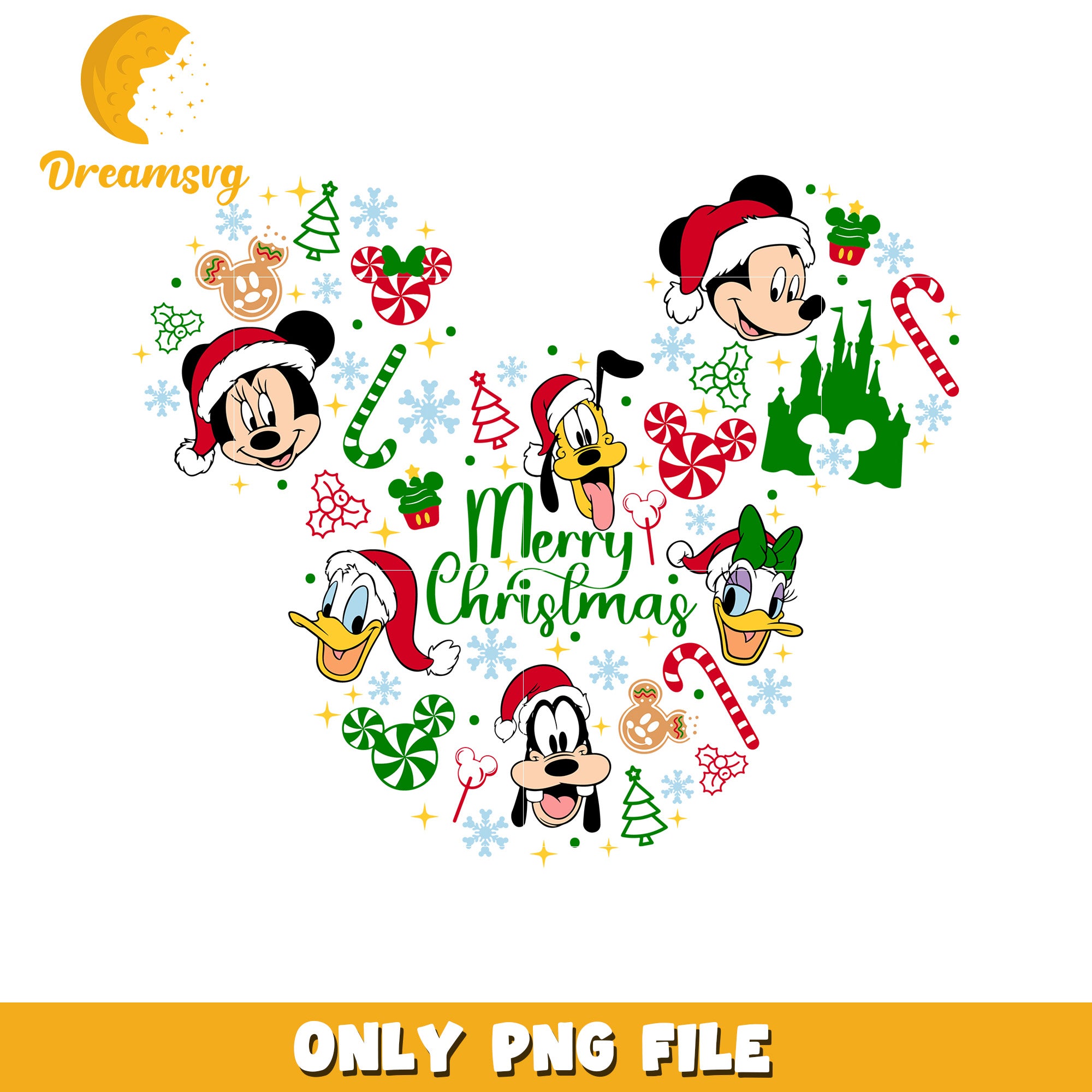 Merry christmas design png, holiday cheer png, disney festive png