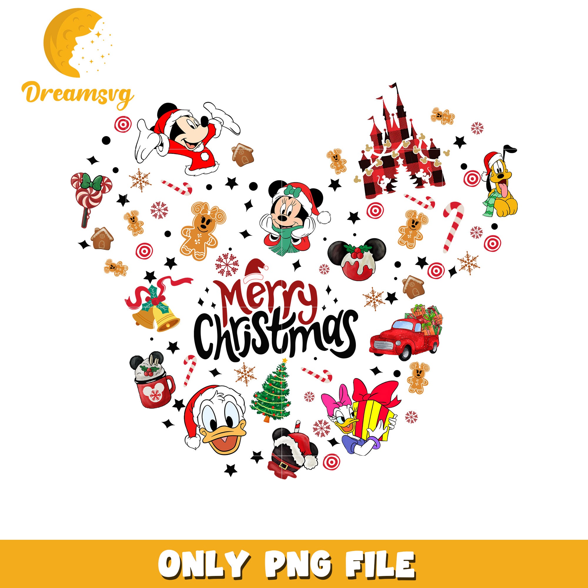 Merry christmas disney png, holiday cheer png, disney festive png