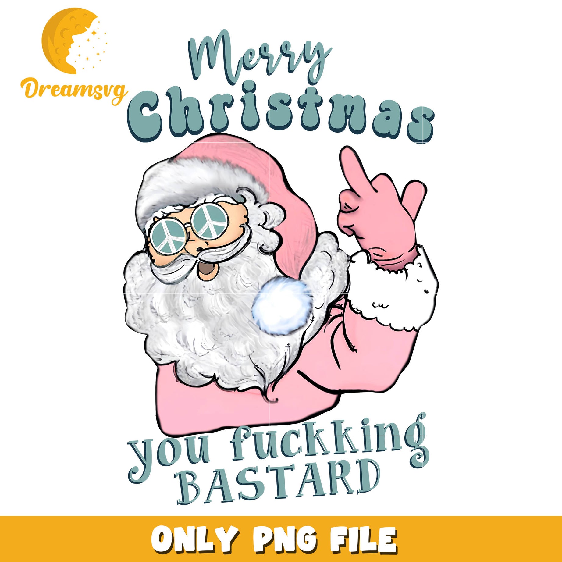 Merry christmas fucking bastard png, pink santa claus costume​ png