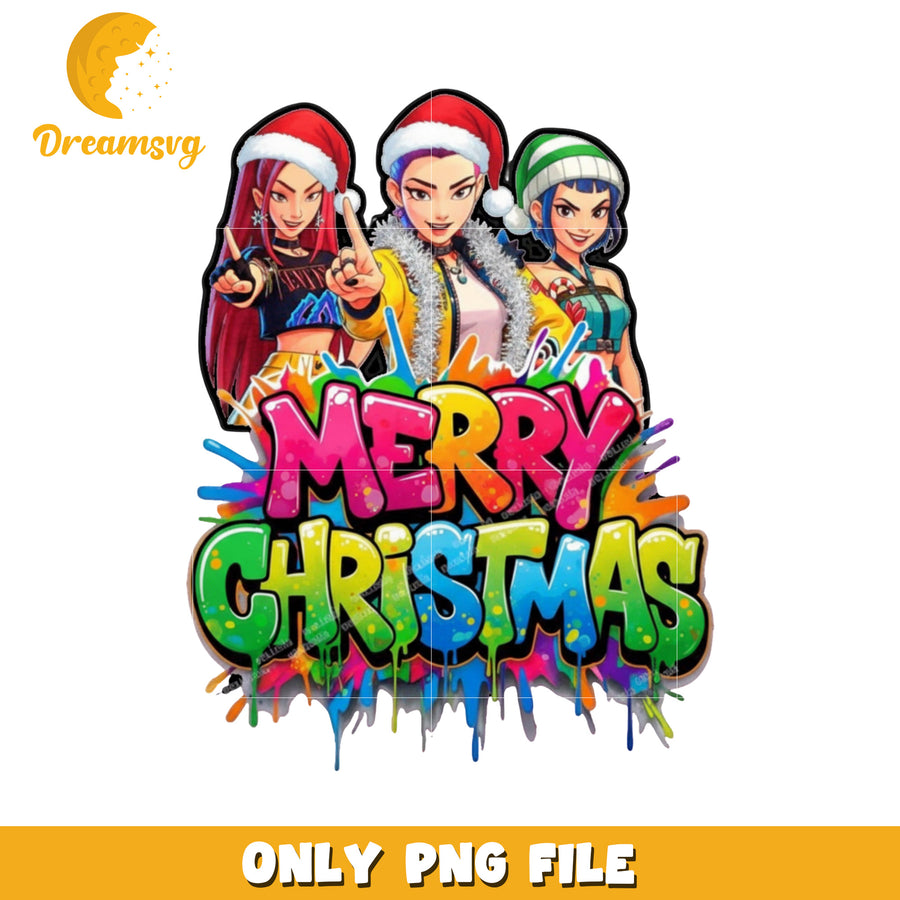 Merry christmas huntrix png, netflix catoons png, christmas bell png