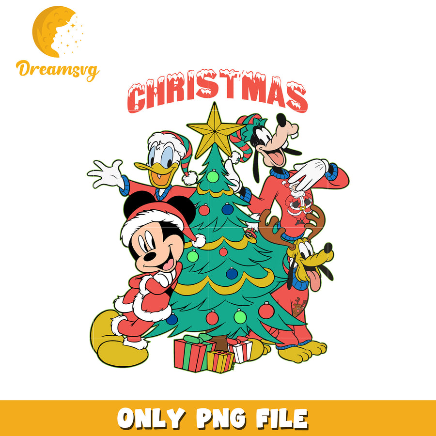 Merry christmas mickey and friends png, holiday cheer png, disney festive png