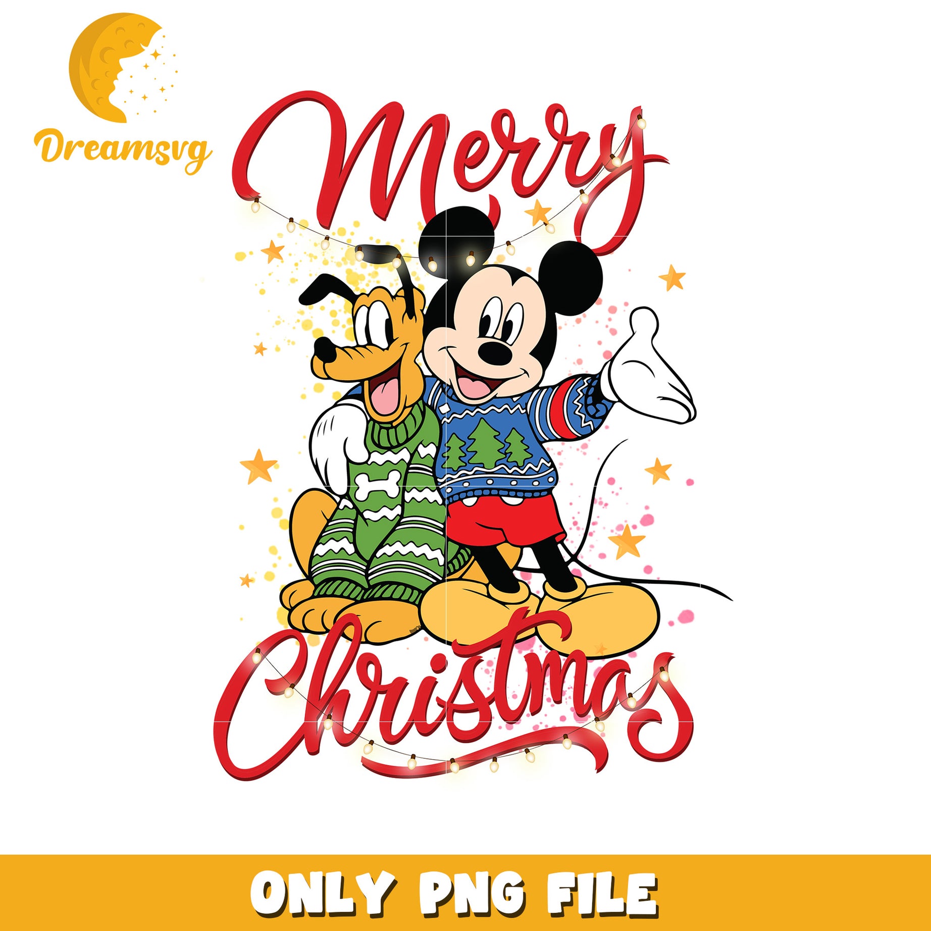 Merry christmas mickey and pluto png, christmas sparkle png, disney winter png