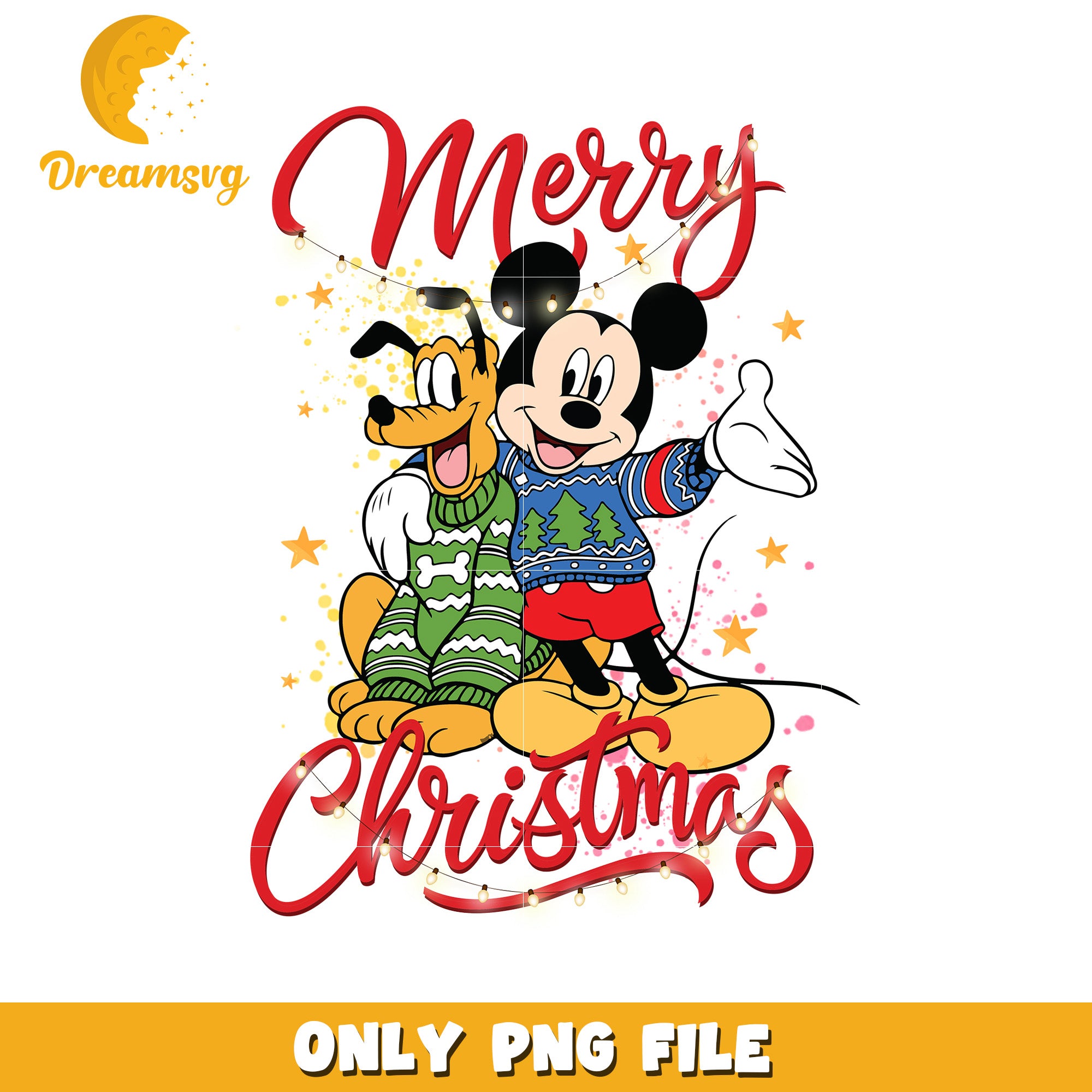 Merry christmas mickey and pluto png, christmas sparkle png, disney winter png