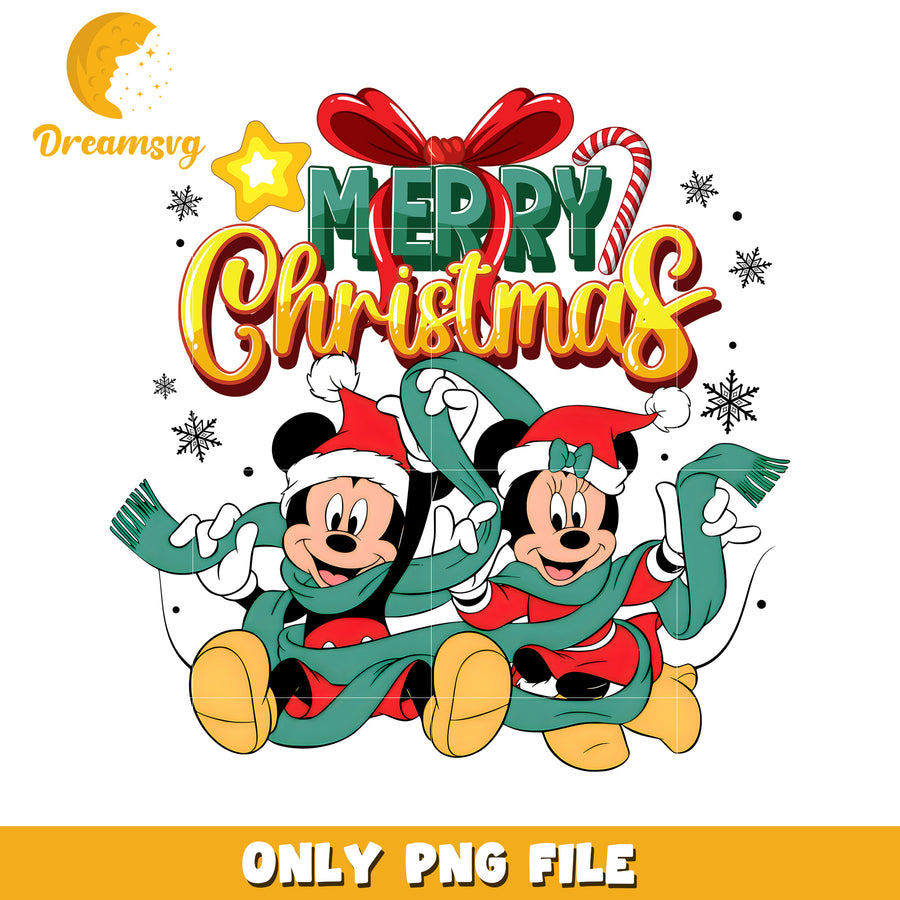 Merry christmas minnie and mickey png, disney spirit png, cozy disney png