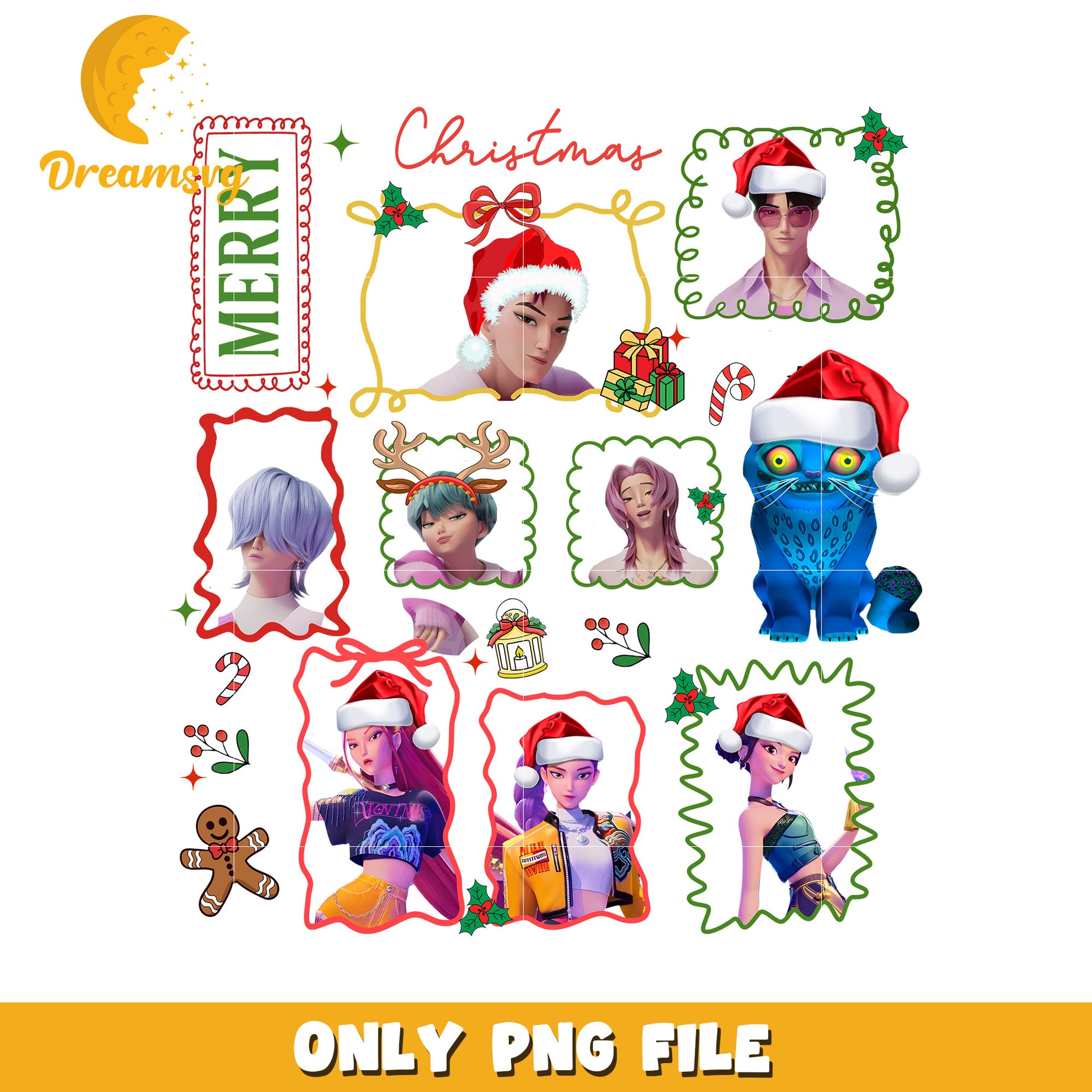 Merry christmas png, demon hunters png, christmas songs png