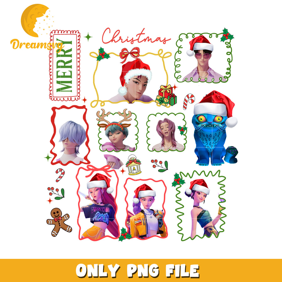 Merry christmas png, demon hunters png, christmas songs png