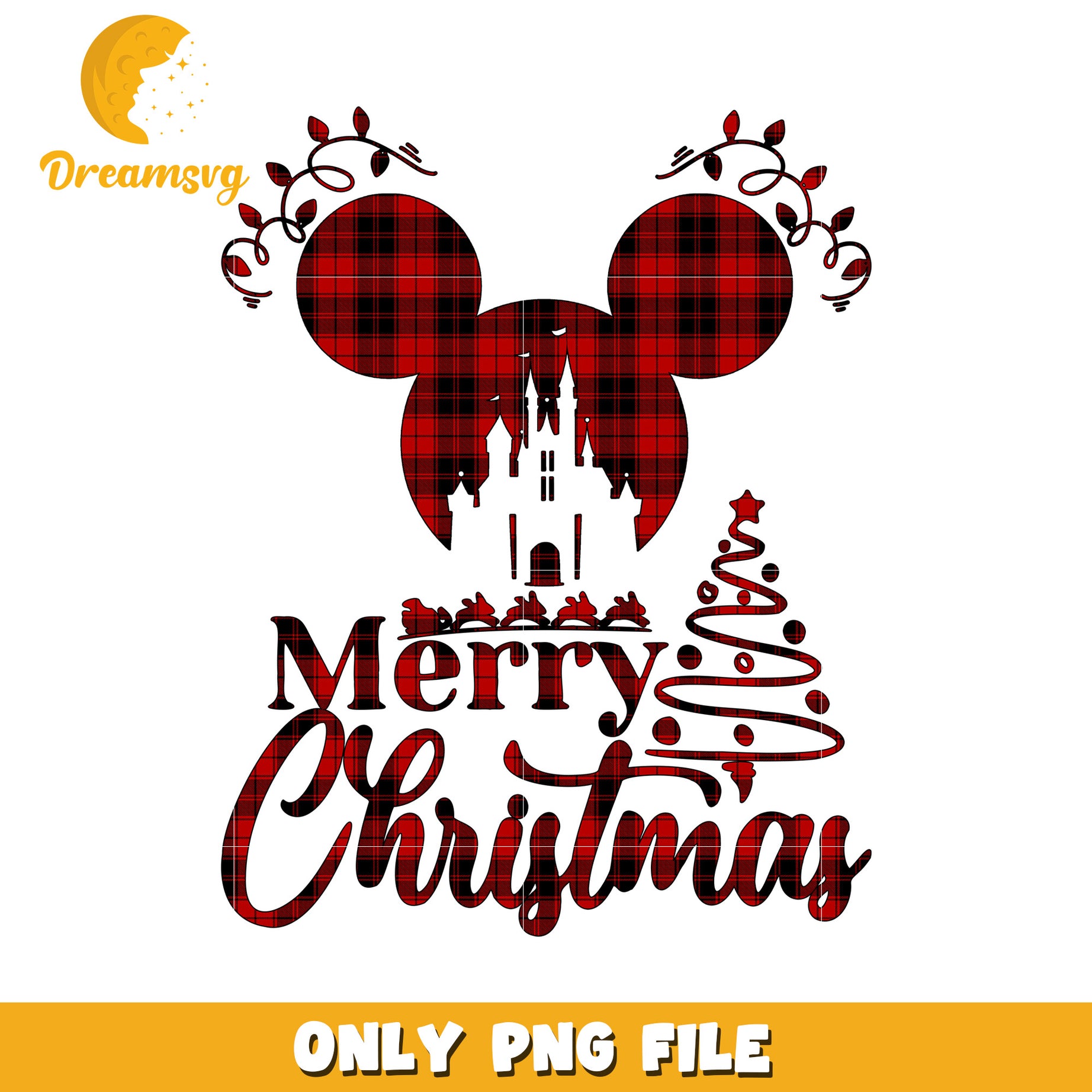 Merry christmas red plaid png, holiday cheer png, disney festive png