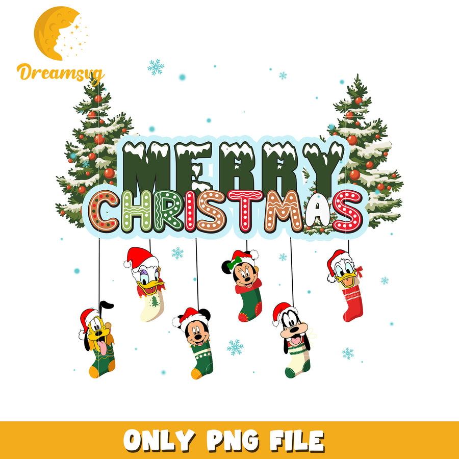 Merry christmas socks png, holiday cheer png, disney festive png