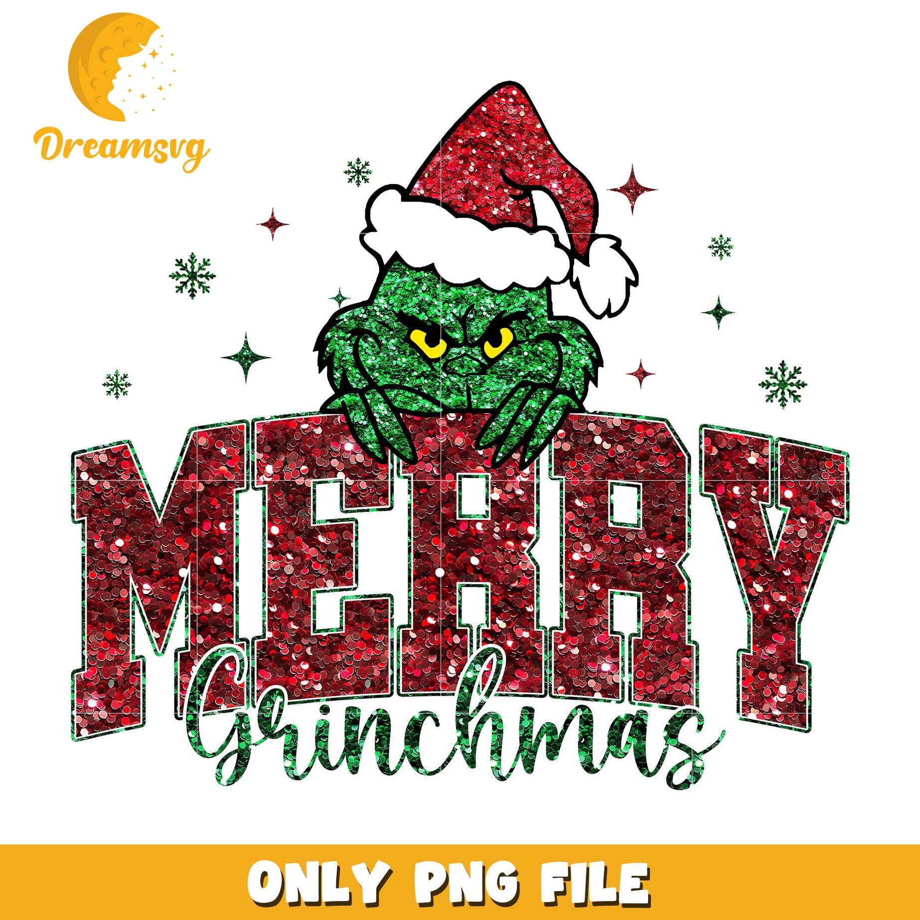 Merry grinchmas Glitter png, picture of the grinch face​ png