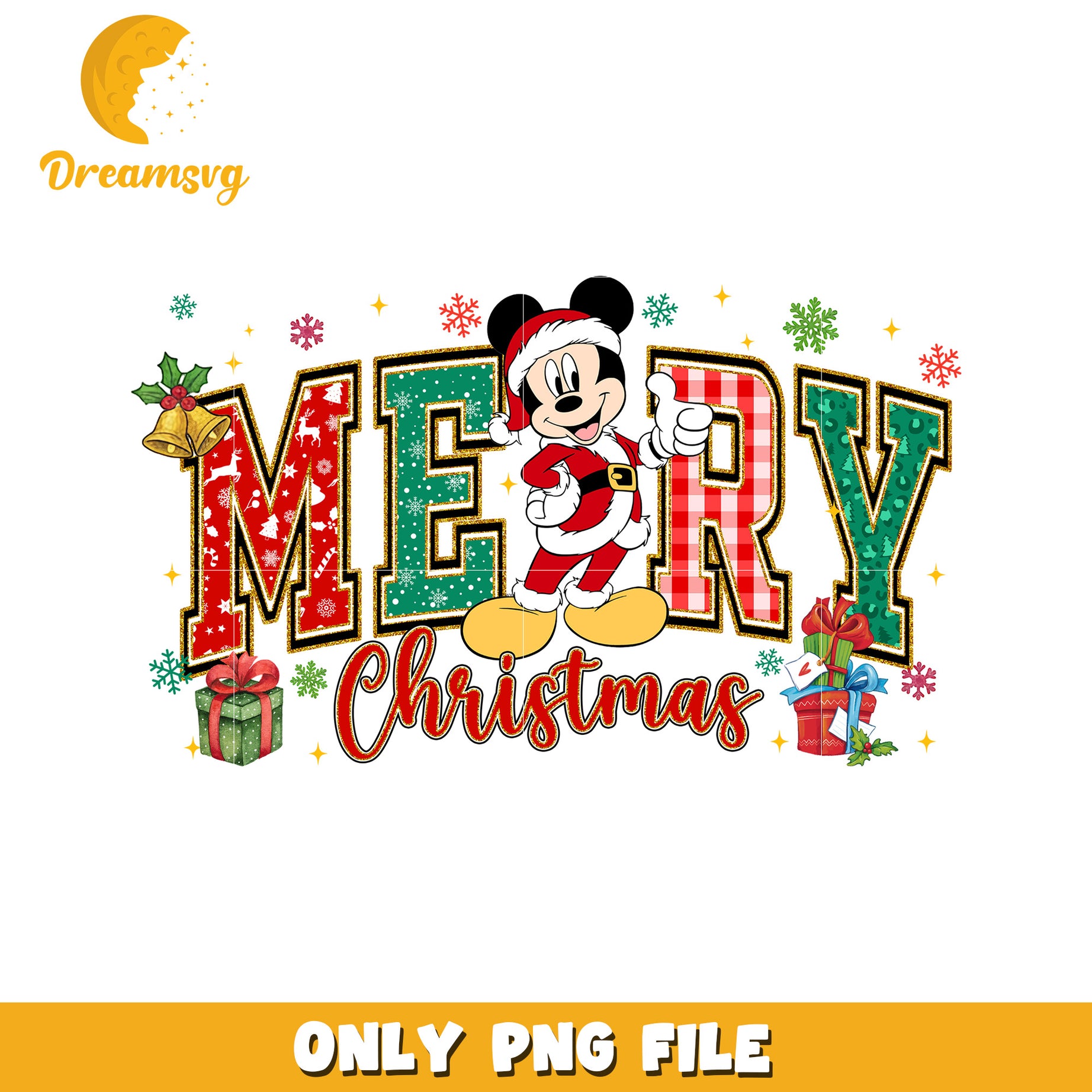 Merry mickey png, christmas sparkle png, disney winter png