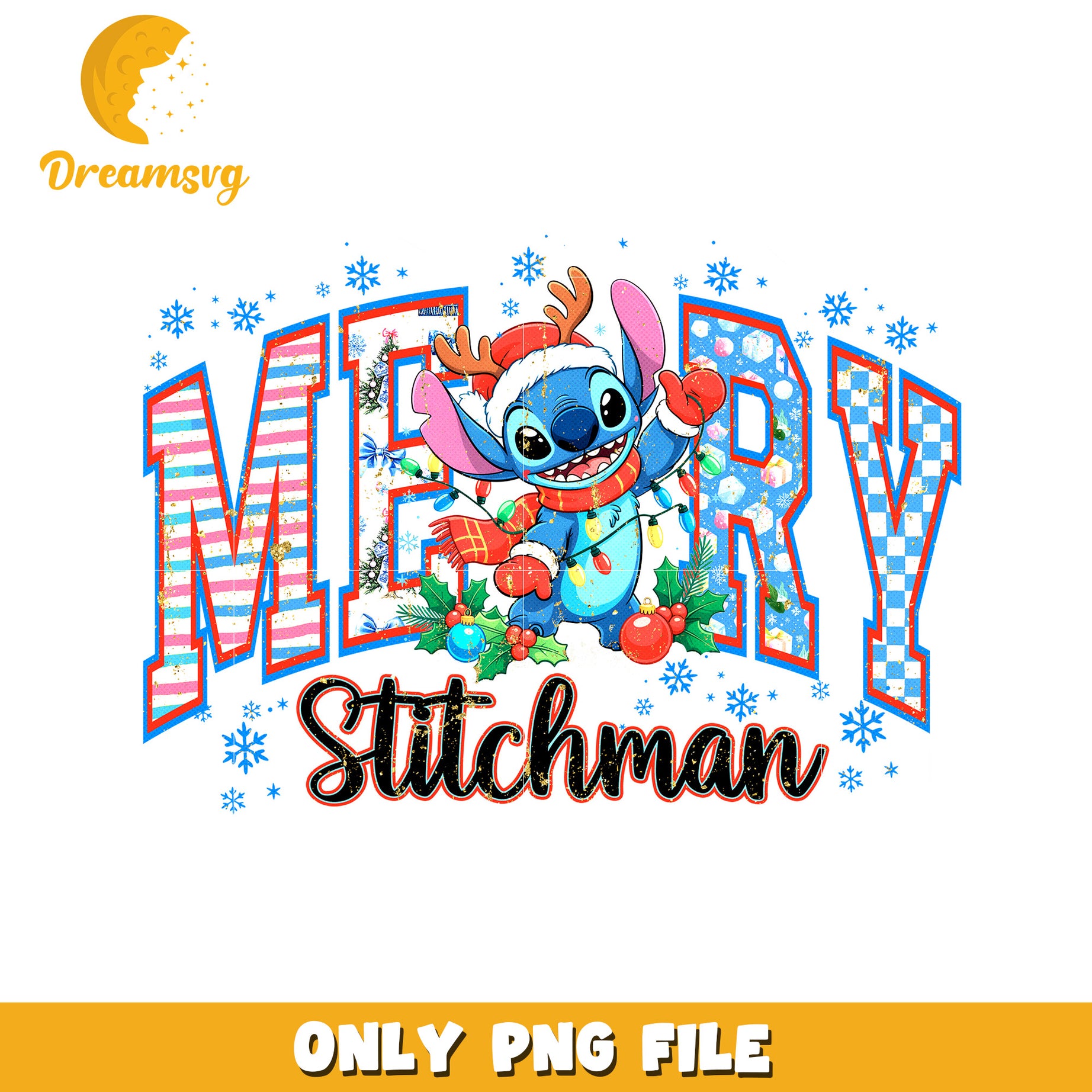 Merry stitchman png, merry christmas​ png, christmas bell png