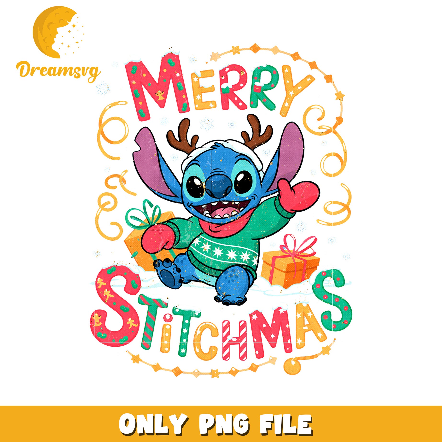 Merry stitchmas png, christmas lights​ png, christmas music​ png