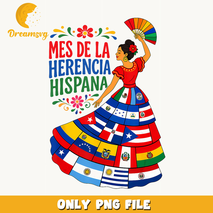 Mes De La Herencia Hispana Dancer PNG, Latina Flags, Hispanic PNG