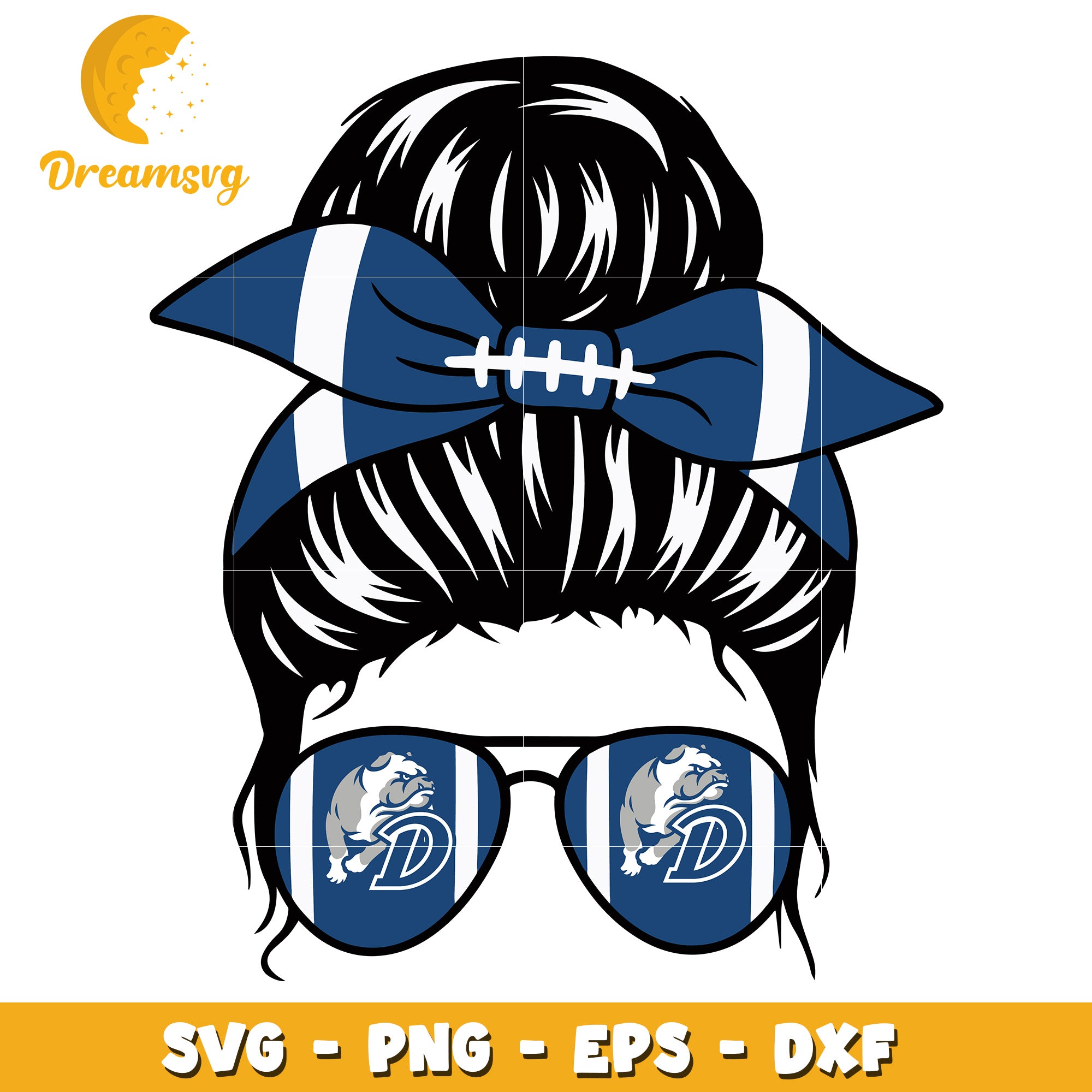 Messy Bun SVG Bulldogs Football Girl