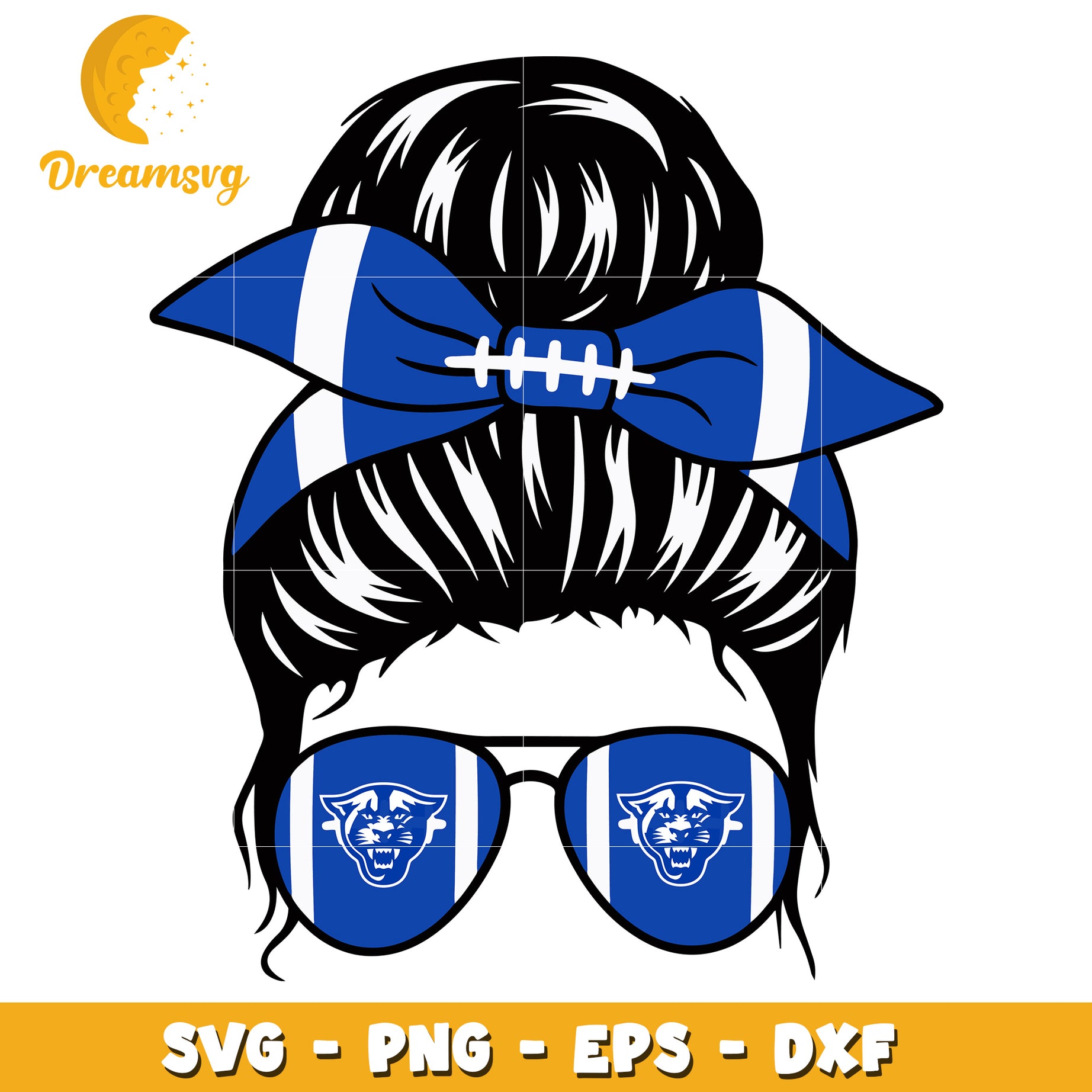 Messy Bun SVG Football Girl Sunglasses