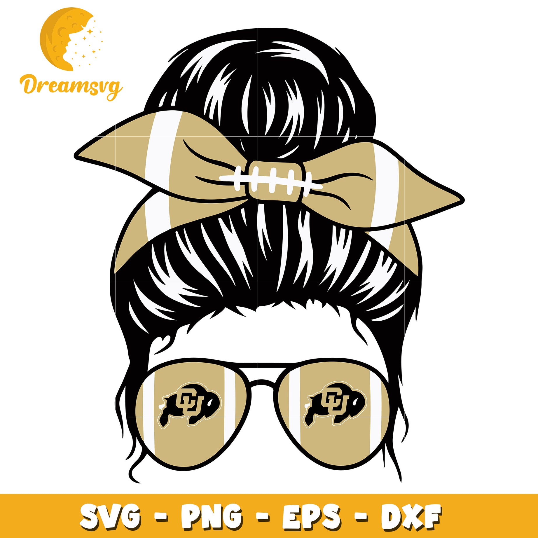 Messy Bun SVG Football Mom Design