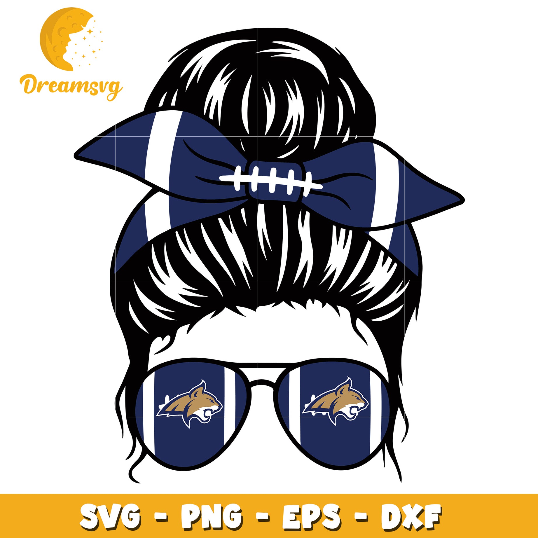 Messy Bun SVG Football Mom Sunglasses