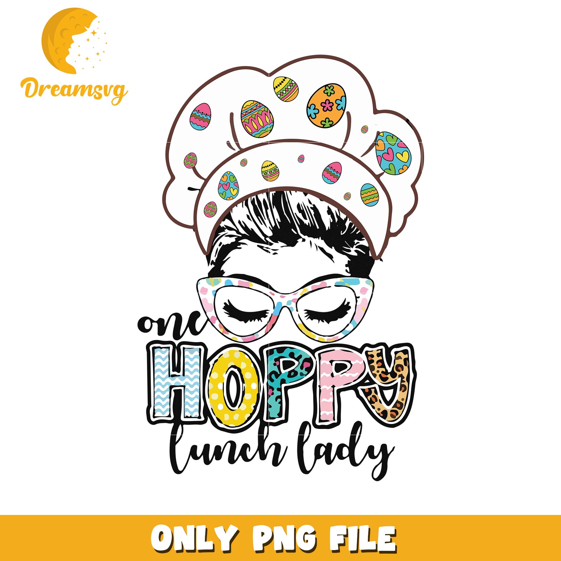 Messy bun one hoppy lunch lady png, messy bun png, easter day png