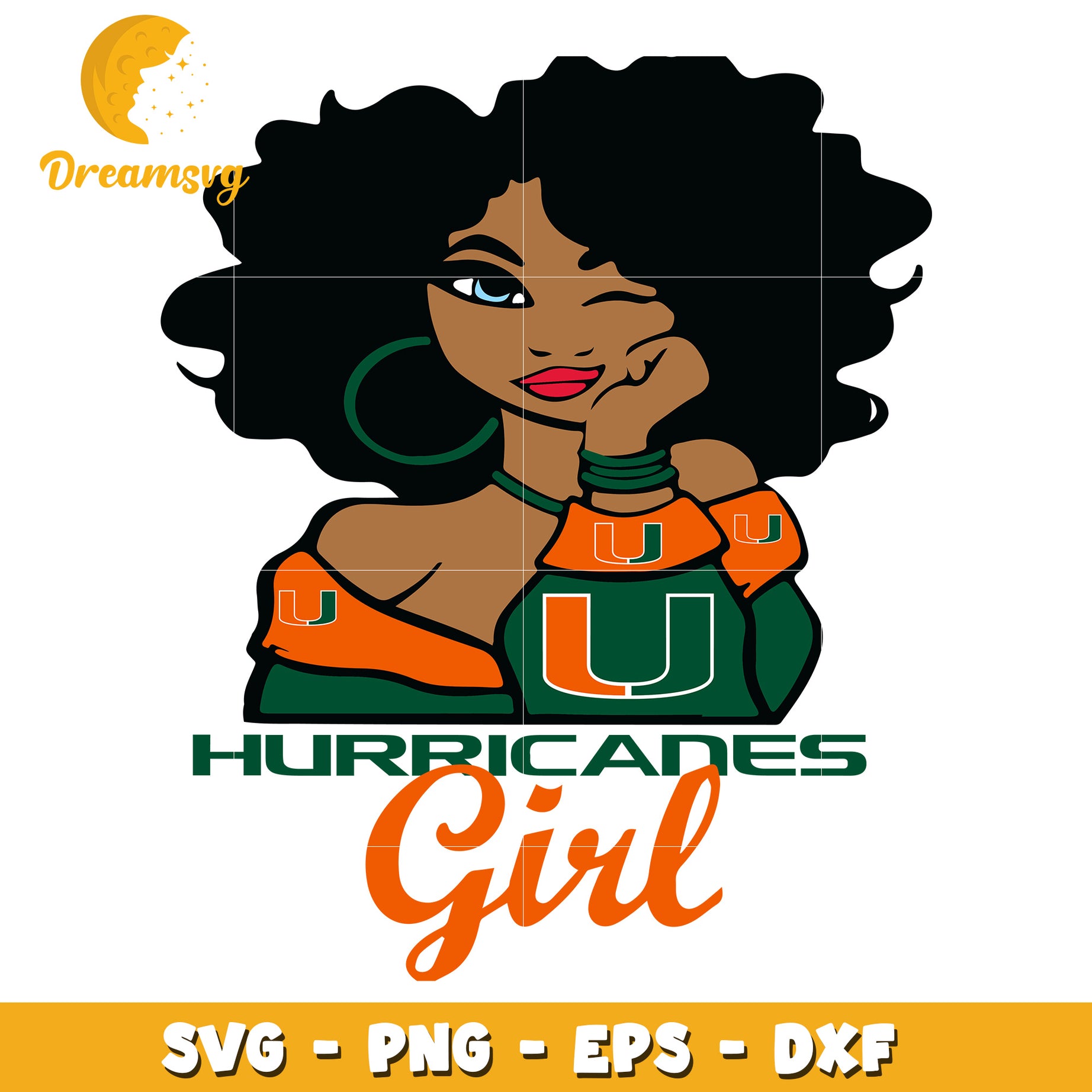 Miami Hurricanes Girl SVG PNG EPS DXF