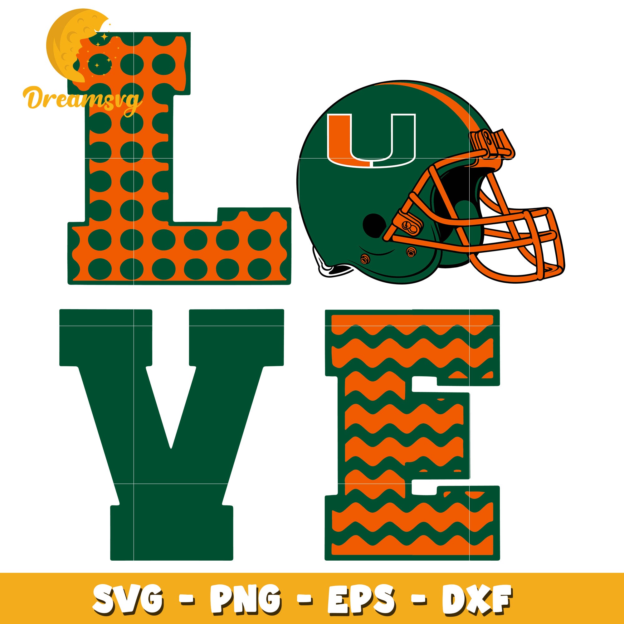 Miami Hurricanes Love SVG Cut File