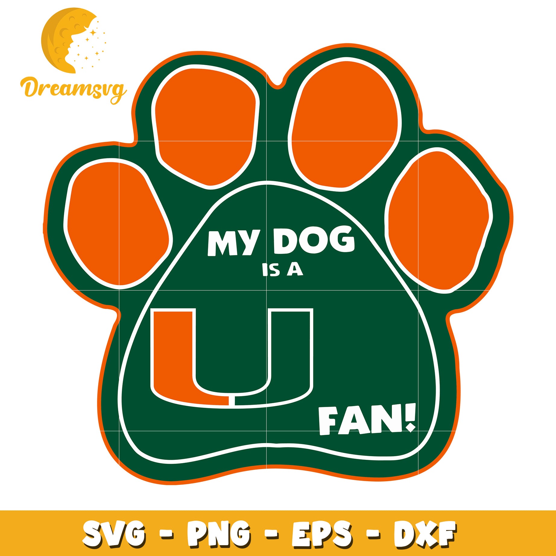 Miami Hurricanes Paw Print Dog SVG