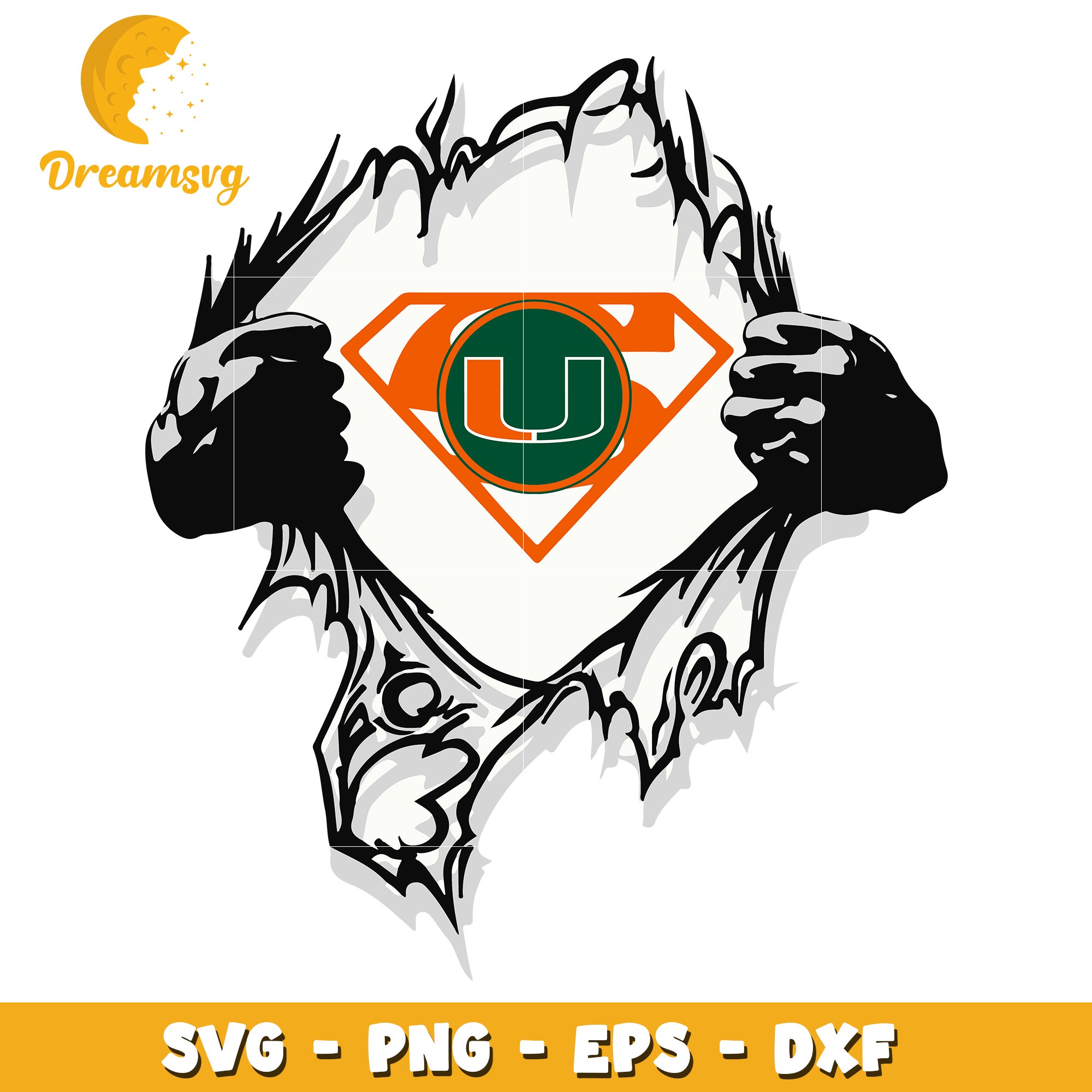 Miami Hurricanes SVG Cut File Superhero Design