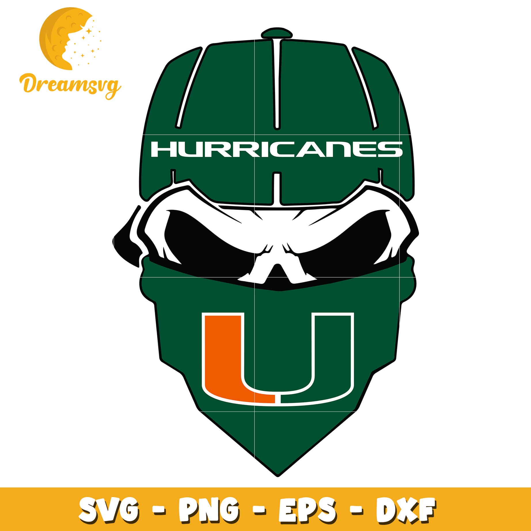 Miami Hurricanes Skull SVG PNG EPS DXF