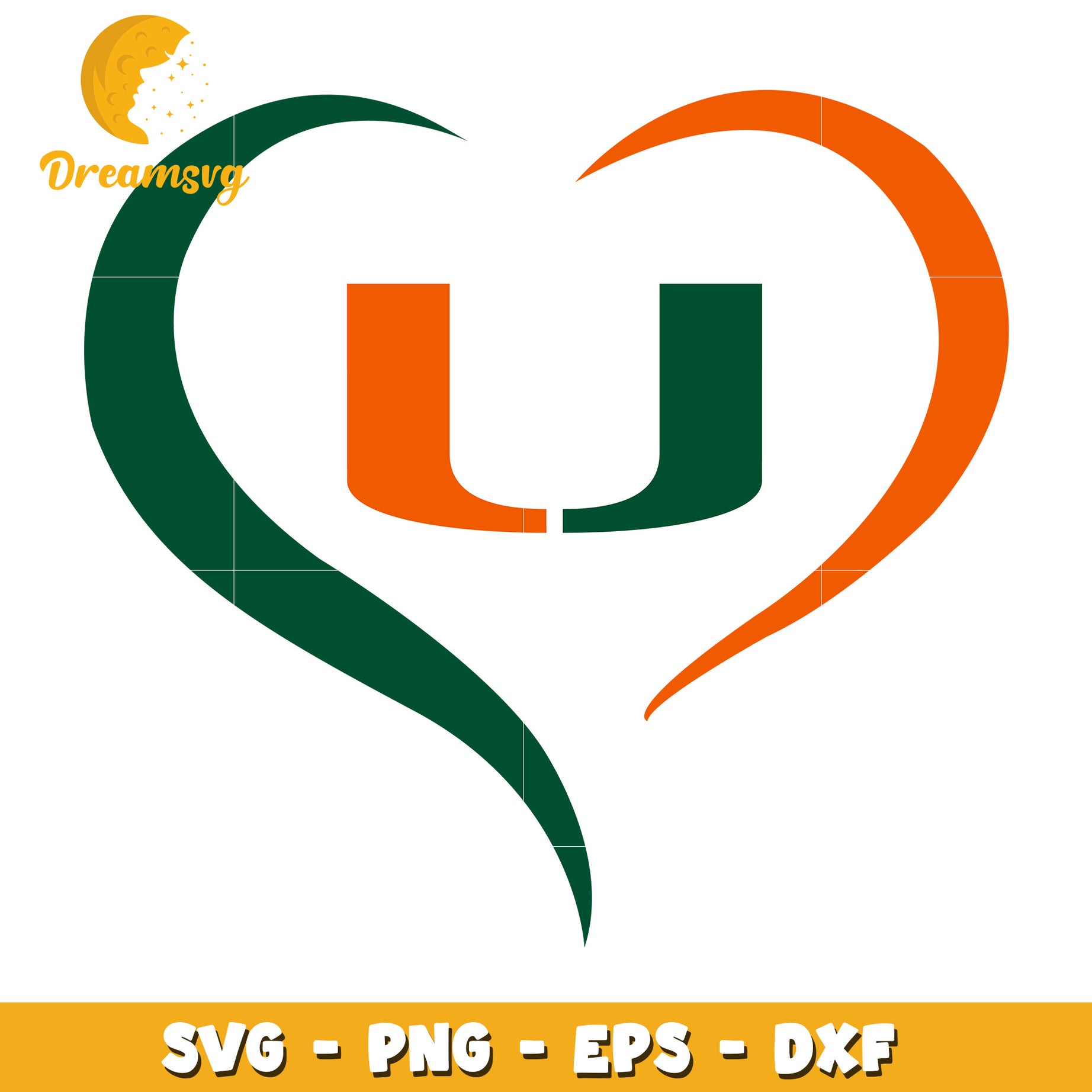 Miami U Heart SVG PNG EPS DXF Cut File