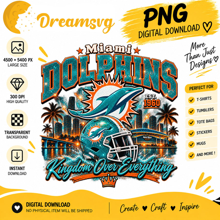 Miami Dolphins Kingdom Over Everything Football PNG